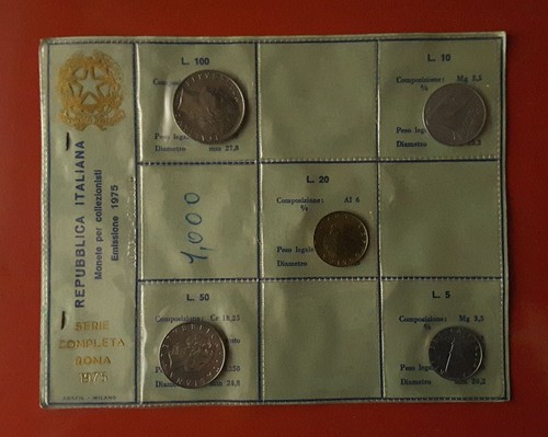 Serie valori 1975 - valori, lire