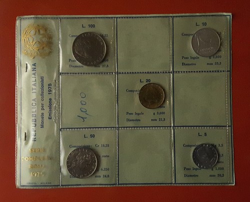 Serie valori 1975 100 lire - serie,