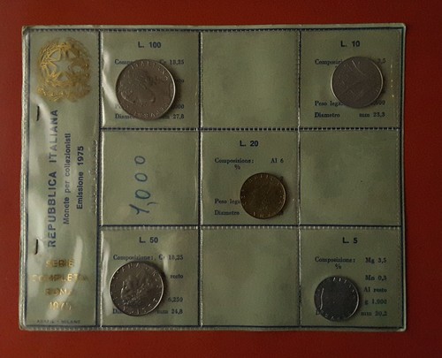 Serie valori 1975 - 100, lire